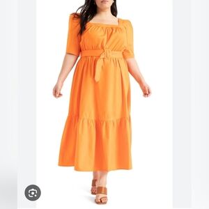 Eloquii size 18 midi length square neck dress